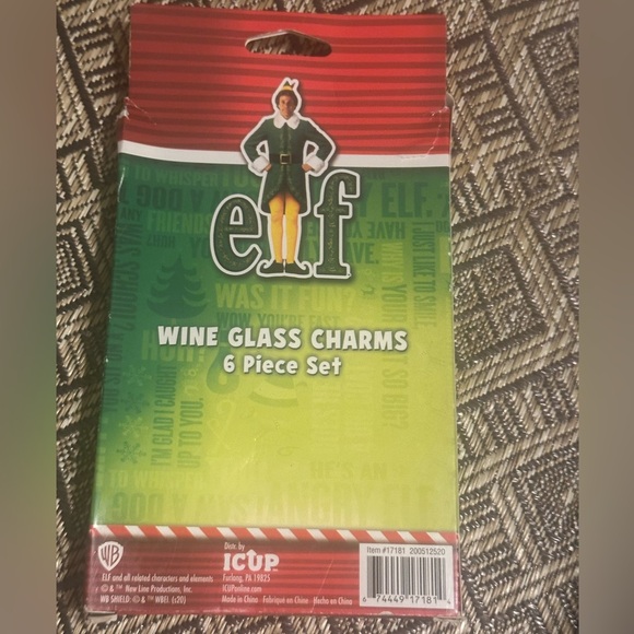 💥 $5 if bundled - ELF Wine Glass Charms 6 piece set New in Box - Picture 2 of 8
